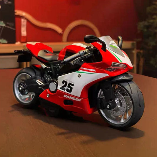 Simulation iron riding motorcycle pull back alloy car model light sound effect Racing 3-year-old boy toy gift wholesale - image 2