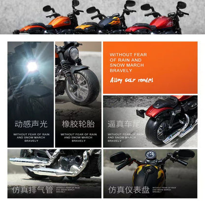 Simulation iron riding motorcycle pull back alloy car model light sound effect Racing 3-year-old boy toy gift wholesale - image 3