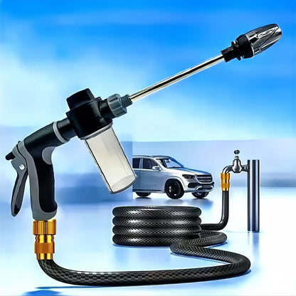 Household long rod gun car wash water gun garden nozzle household car wash tool metal extension rod plastic coated handle - image 1