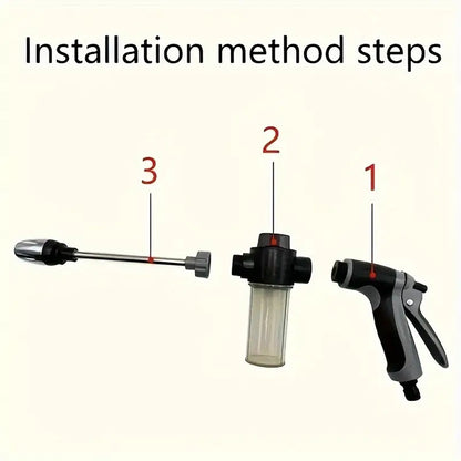 Household long rod gun car wash water gun garden nozzle household car wash tool metal extension rod plastic coated handle - image 2