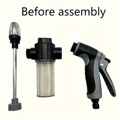 Household long rod gun car wash water gun garden nozzle household car wash tool metal extension rod plastic coated handle - image 4