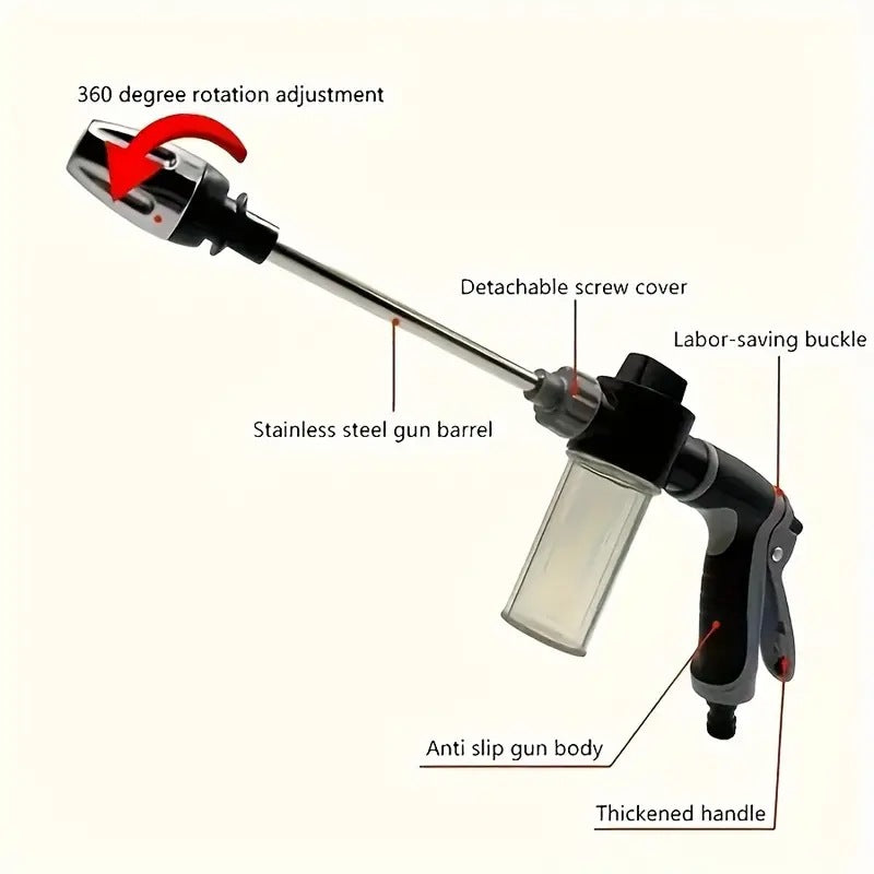Household long rod gun car wash water gun garden nozzle household car wash tool metal extension rod plastic coated handle - image 5