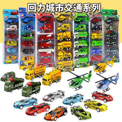 Hot Selling Children's Pull-Back Toy Car Engineering Vehicle Military Fire Truck Set Cartoon Sliding Car Model Wholesale - image 2