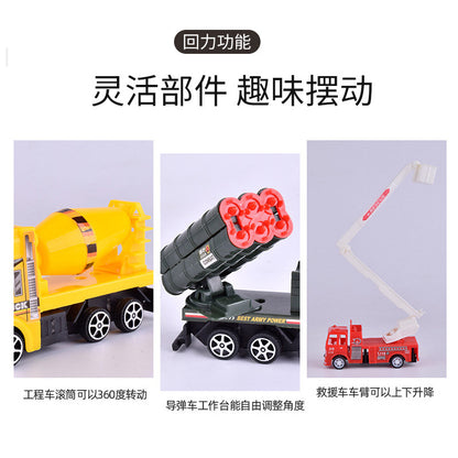 Hot Selling Children's Pull-Back Toy Car Engineering Vehicle Military Fire Truck Set Cartoon Sliding Car Model Wholesale - image 4