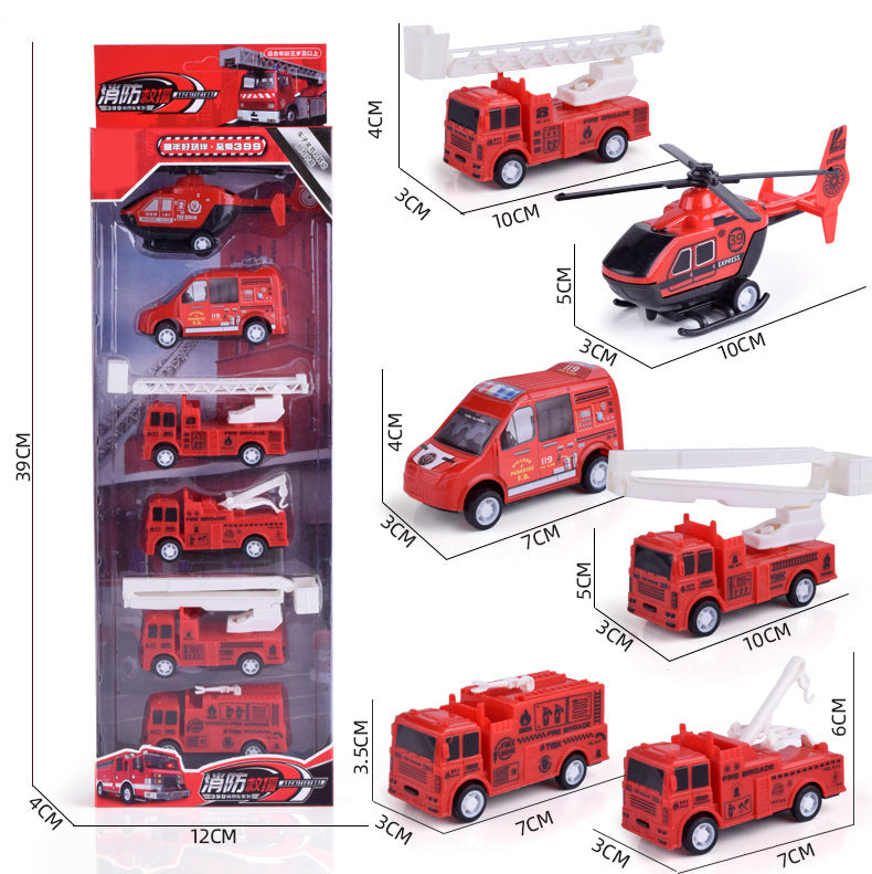 Hot Selling Children's Pull-Back Toy Car Engineering Vehicle Military Fire Truck Set Cartoon Sliding Car Model Wholesale - image 5