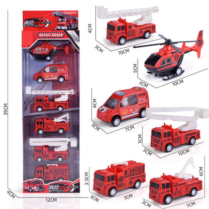 Hot Selling Children's Pull-Back Toy Car Engineering Vehicle Military Fire Truck Set Cartoon Sliding Car Model Wholesale - image 5