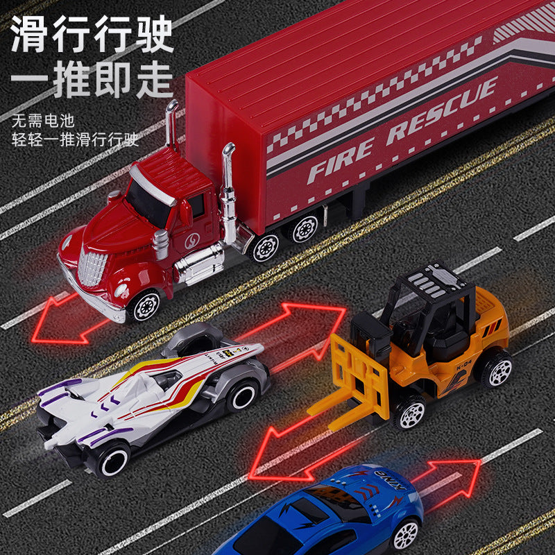Cross-Border Children's Simulation Alloy Car Toy Scooter Racing Car Engineering Vehicle Fire Truck Boy Mini Car Model - image 4
