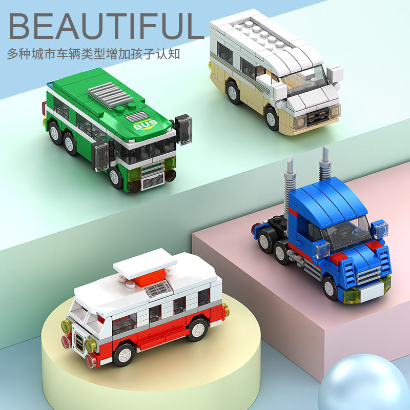 Small Particle Building Blocks Assembly Toy Car Fire Truck Racing Model Educational DIY Building Blocks Children's Gift Toy - image 2