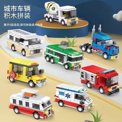 Small Particle Building Blocks Assembly Toy Car Fire Truck Racing Model Educational DIY Building Blocks Children's Gift Toy - image 3