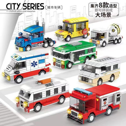 Small Particle Building Blocks Assembly Toy Car Fire Truck Racing Model Educational DIY Building Blocks Children's Gift Toy - image 4