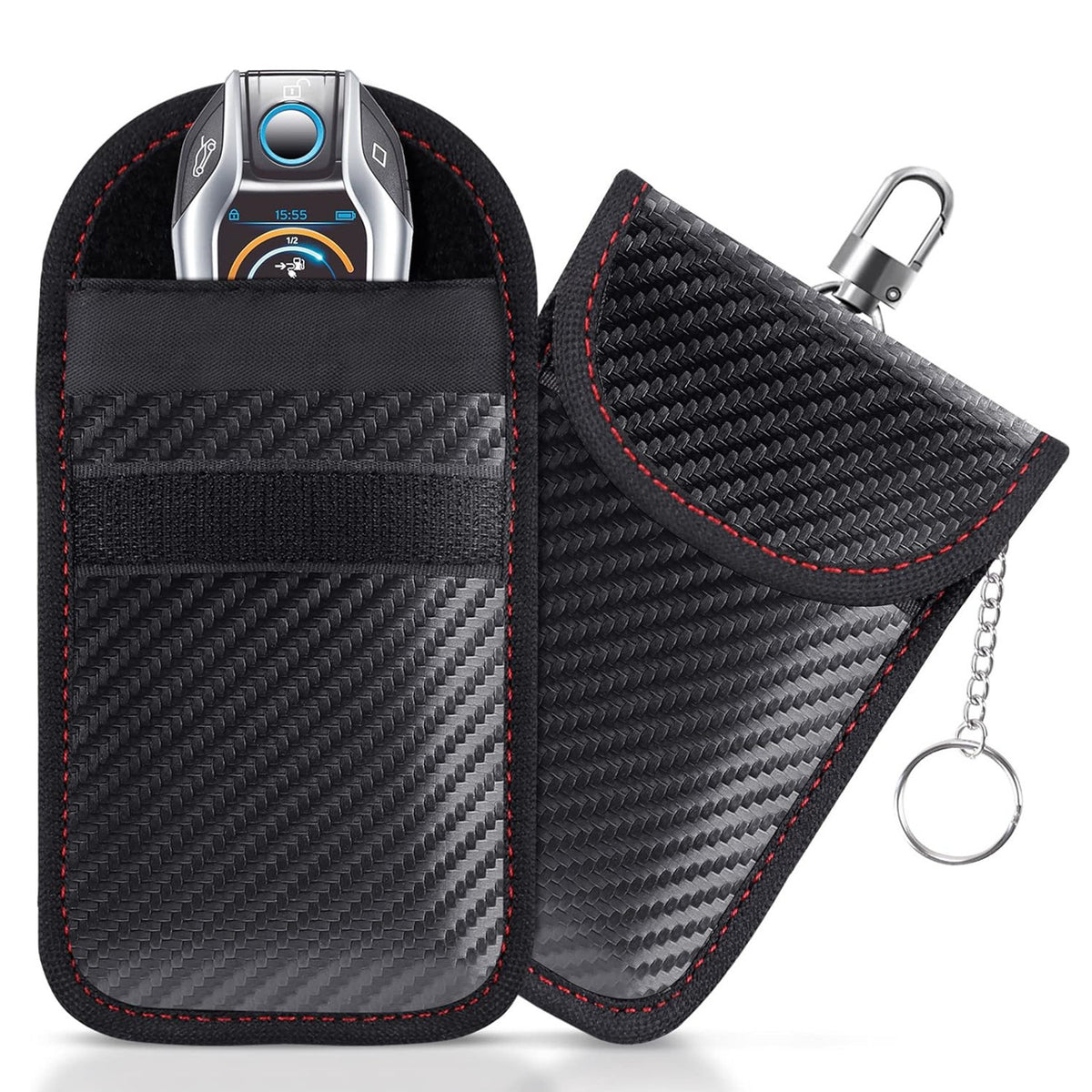 New Product 2025 Cross-border Foreign Trade RFID Carbon Fiber Small Zhongda Car Shielded Key Bag Mobile Phone Anti-radiation Bag - image 2