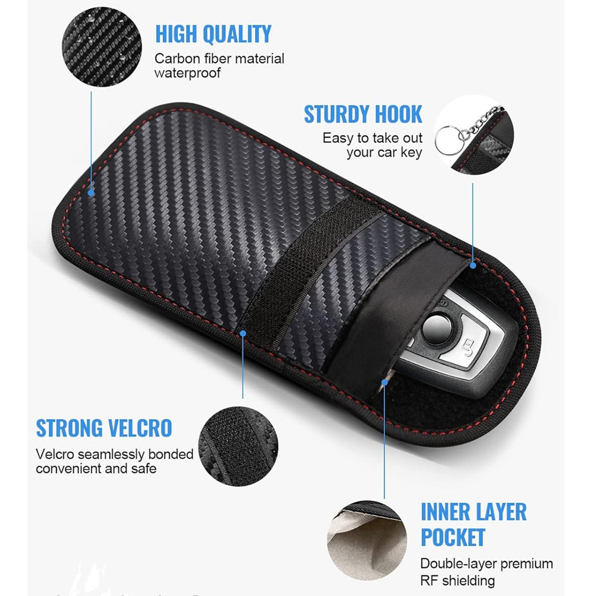 New Product 2025 Cross-border Foreign Trade RFID Carbon Fiber Small Zhongda Car Shielded Key Bag Mobile Phone Anti-radiation Bag - image 4