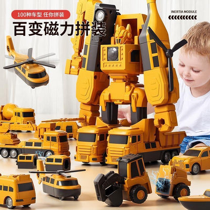 Children's Magnetic Toy Car Boy Building Blocks Assembly Splicing Engineering Vehicle Deformation Puzzle King Kong Robot 2-3 Years Old 6 - image 1