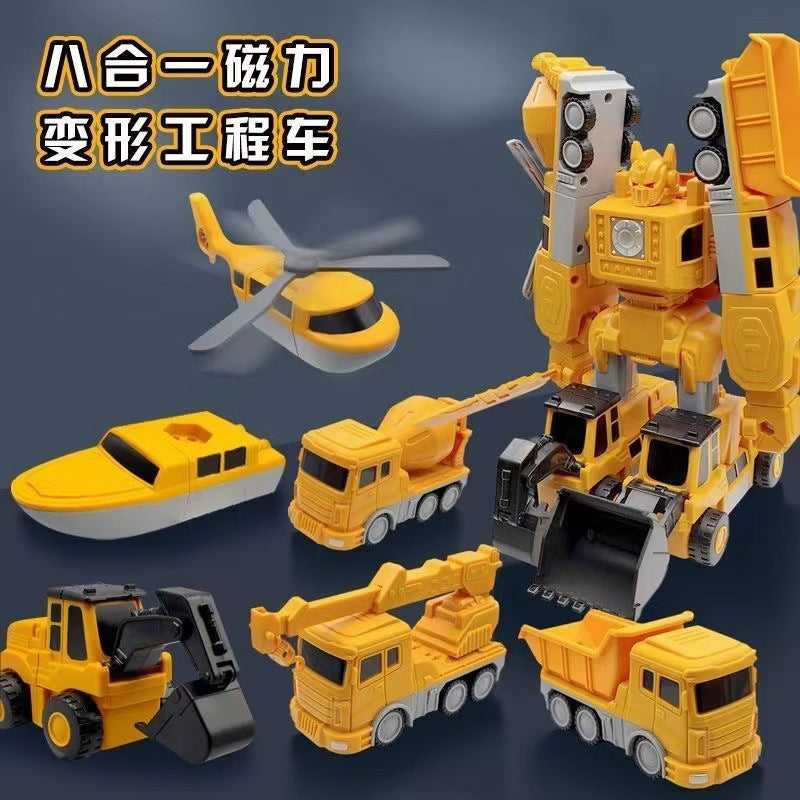 Children's Magnetic Toy Car Boy Building Blocks Assembly Splicing Engineering Vehicle Deformation Puzzle King Kong Robot 2-3 Years Old 6 - image 4