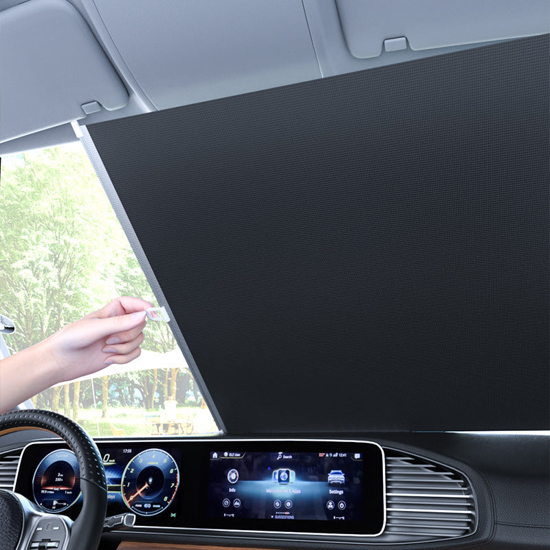 Car sunshade sun protection heat insulation sunshade curtain parking car foldable front windshield window light shield - image 4