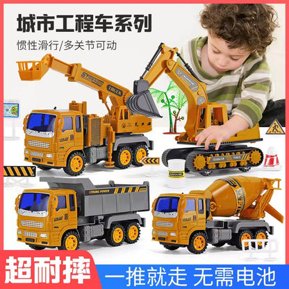Children's large engineering vehicle toy boy gift box suit excavator soil pushing hook machine stirring Crane 3 car 4 - image 2