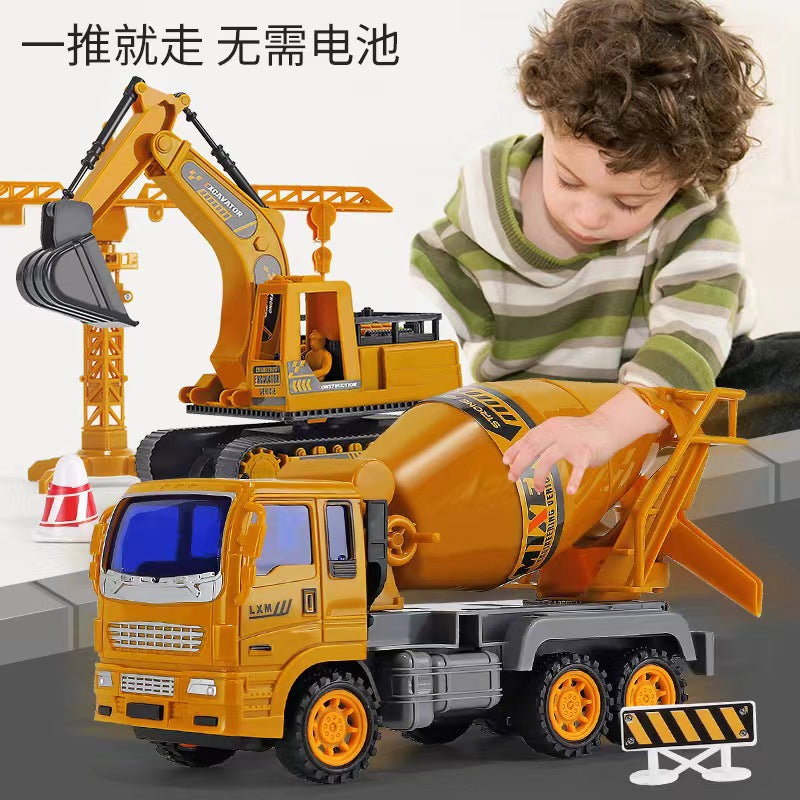 Children's large engineering vehicle toy boy gift box suit excavator soil pushing hook machine stirring Crane 3 car 4 - image 3