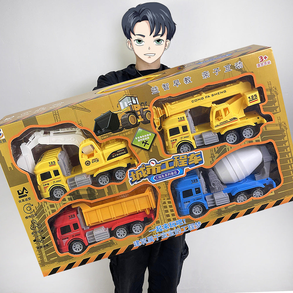 Construction Vehicle Fire Truck Toy Set Toy Car Pull-Back Car Kindergarten Training Institution Gift Boy Toy - image 1