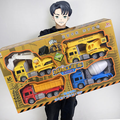 Construction Vehicle Fire Truck Toy Set Toy Car Pull-Back Car Kindergarten Training Institution Gift Boy Toy - image 1