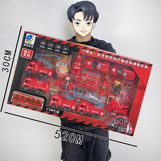 Construction Vehicle Fire Truck Toy Set Toy Car Pull-Back Car Kindergarten Training Institution Gift Boy Toy - image 2