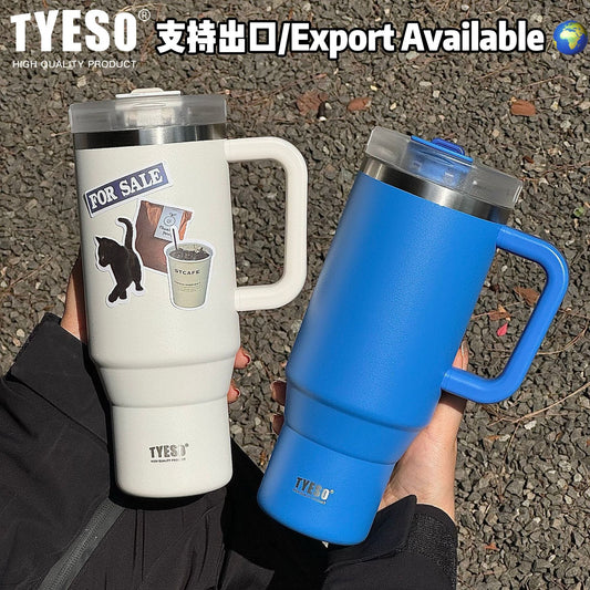 tyeso cross-border handle car cup 40oz large capacity telescopic straw 304 stainless steel heat preservation cold ice cup - image 1