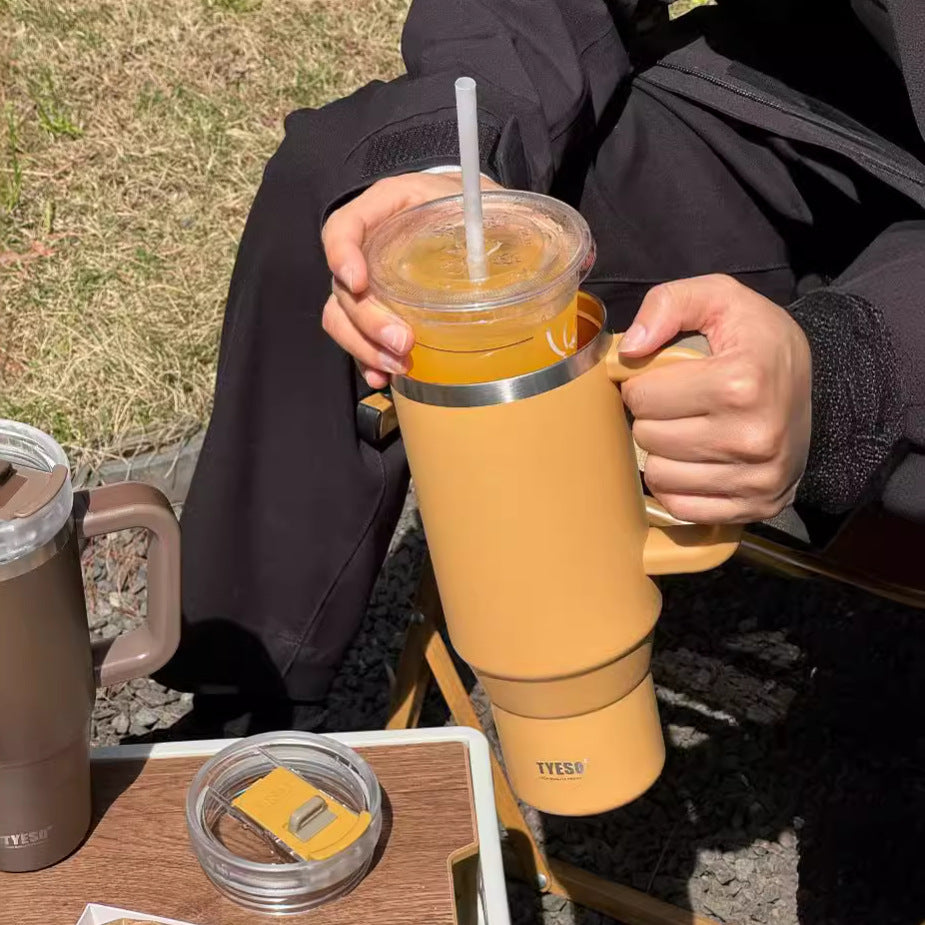 tyeso cross-border handle car cup 40oz large capacity telescopic straw 304 stainless steel heat preservation cold ice cup - image 3