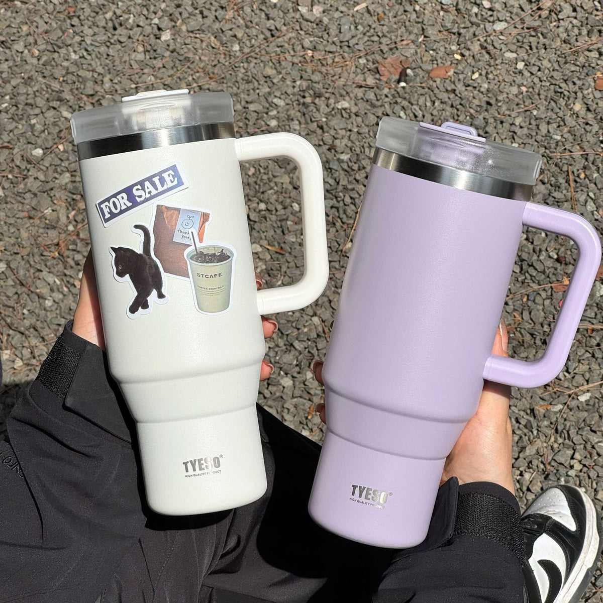 tyeso cross-border handle car cup 40oz large capacity telescopic straw 304 stainless steel heat preservation cold ice cup - image 4