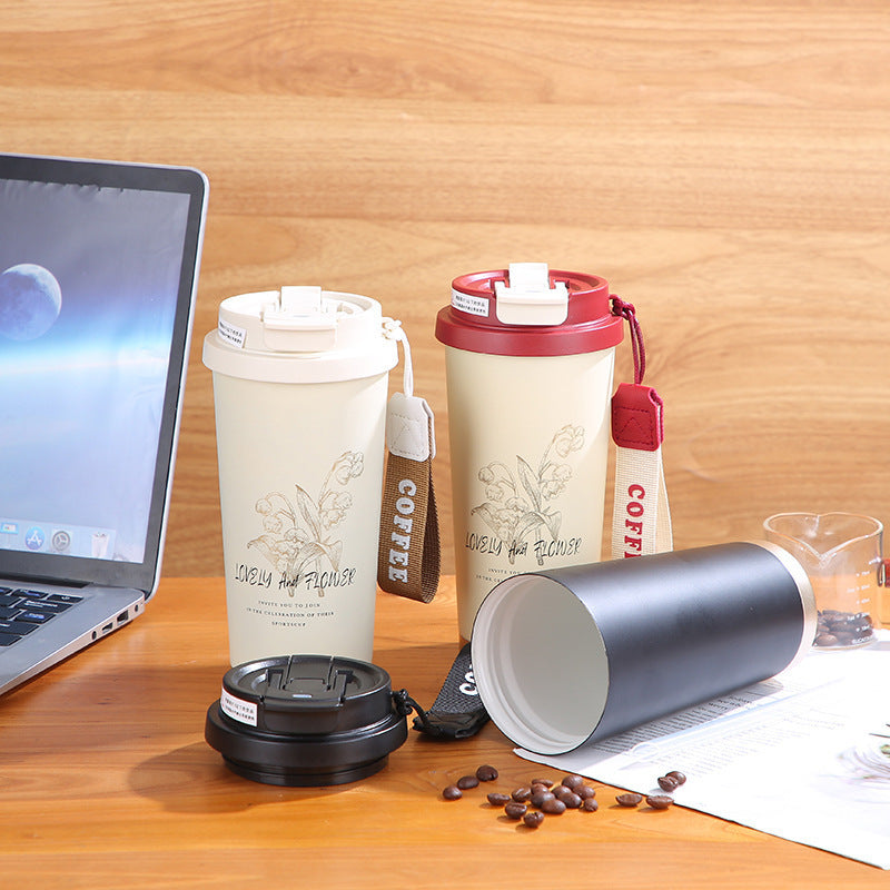 Internet Celebrity Double Coffee Cup Portable 316 Stainless Steel Thermos Cup with LOGO Large Capacity Car Gift Water Cup - image 2