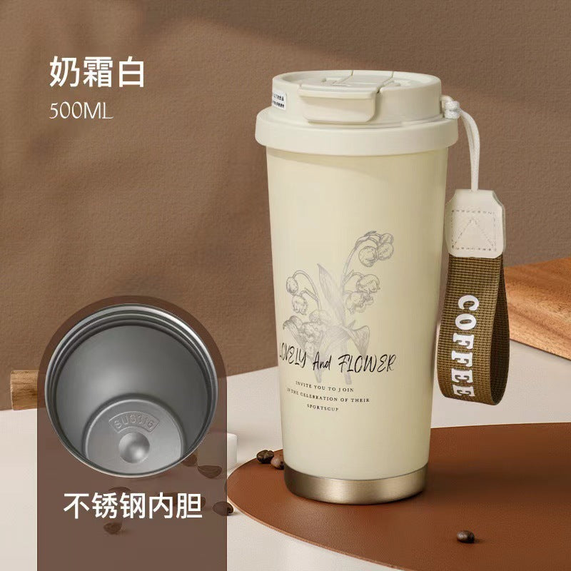 Internet Celebrity Double Coffee Cup Portable 316 Stainless Steel Thermos Cup with LOGO Large Capacity Car Gift Water Cup - image 4