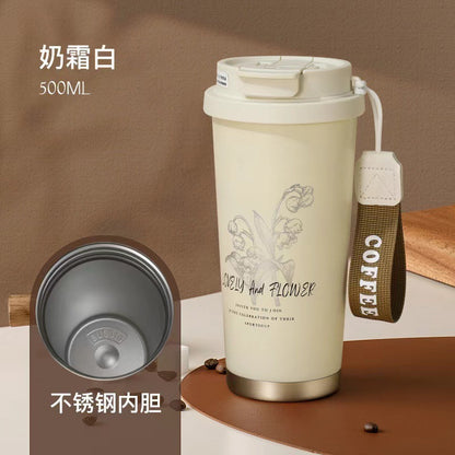 Internet Celebrity Double Coffee Cup Portable 316 Stainless Steel Thermos Cup with LOGO Large Capacity Car Gift Water Cup - image 4