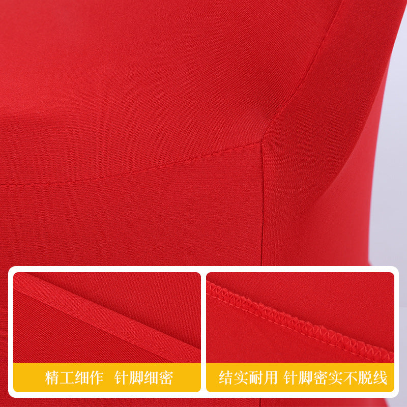 White Chair Cover Elastic Cover Hotel Wedding Banquet Chair Cover All-Inclusive Chair Seat Cover Stool Cover Export Wholesale 140g - image 3