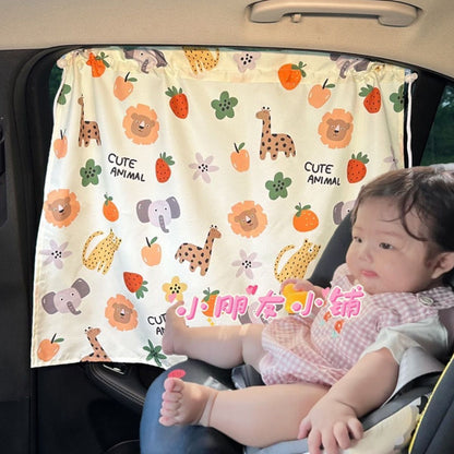 Children's car curtain car privacy sunshade sunscreen cartoon shading curtain car retractable curtain suction cup - image 2
