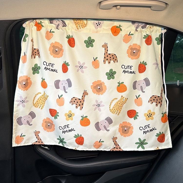 Children's car curtain car privacy sunshade sunscreen cartoon shading curtain car retractable curtain suction cup - image 3