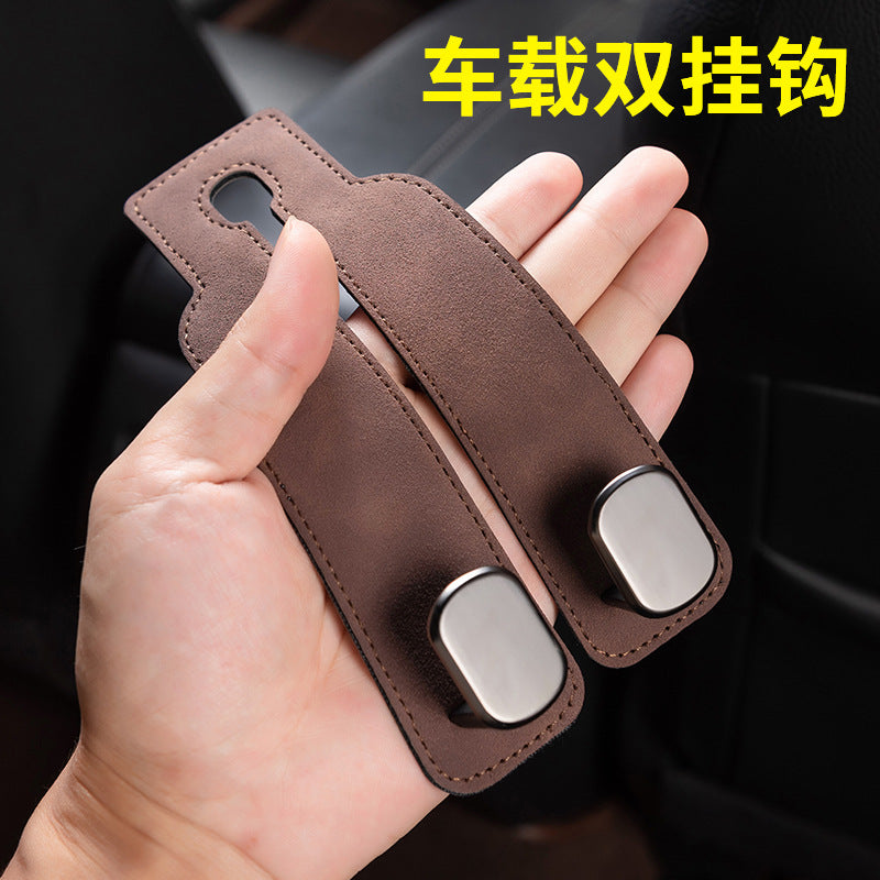 Car seat back double hook suede multifunctional car rear seat mobile phone bracket car split car hanger - image 2