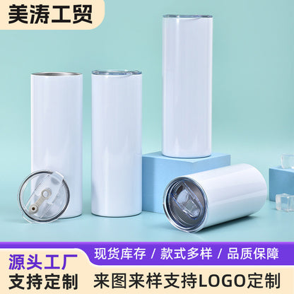 Cross-Border 20oz Sublimation Thermos Cup Stainless Steel Straight Cup Thermal Transfer Layer Straight Cup Car Car Cup Wholesale - image 1