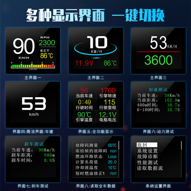 Car Smart Hud Head-Up Display Car High-Definition Obd Portable Lcd Driving Computer Display P10 - image 4