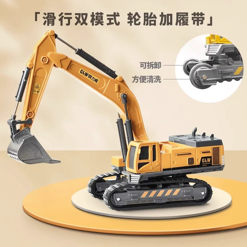 Alloy Crusher Toy Children's Excavator Boy's Piling and Stone Drilling Machine Toy Car Wood Grasping Machine Engineering Vehicle - image 3