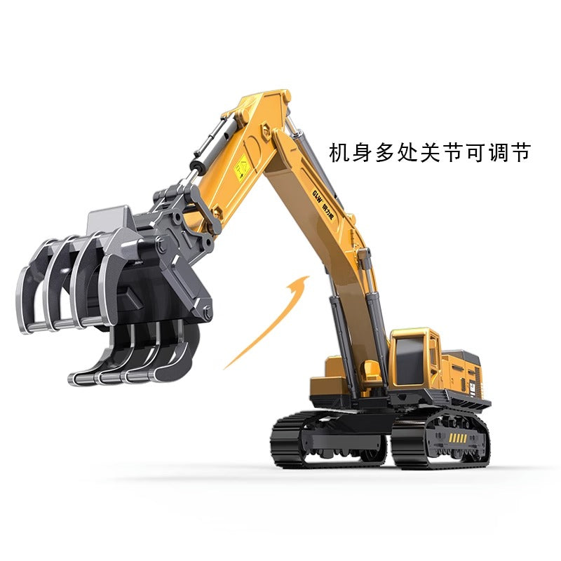 Alloy Crusher Toy Children's Excavator Boy's Piling and Stone Drilling Machine Toy Car Wood Grasping Machine Engineering Vehicle - image 4
