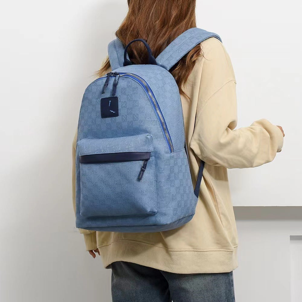 Fashion Checkerboard Printed Letter Backpack Car Stitch Bag Travel Bag Trendy Brand Checker Men's and Women's Sports Backpack - image 2