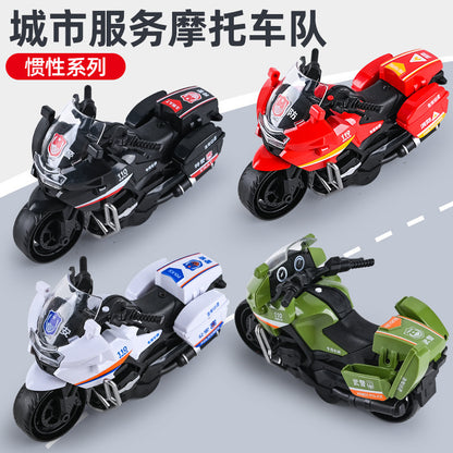 Children's toy car inertia motorcycle simulation model police car fire truck boy gift stall wholesale - image 1