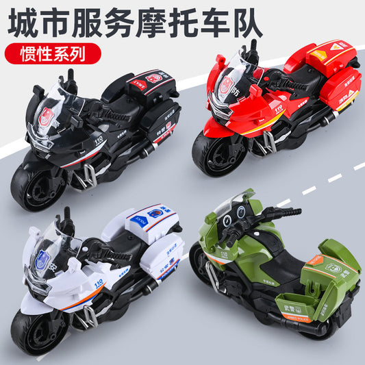 Children's toy car inertia motorcycle simulation model police car fire truck boy gift stall wholesale - image 1