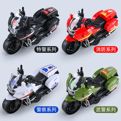 Children's toy car inertia motorcycle simulation model police car fire truck boy gift stall wholesale - image 2