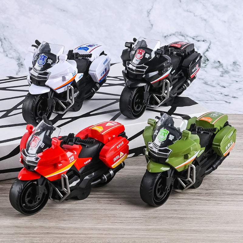 Children's toy car inertia motorcycle simulation model police car fire truck boy gift stall wholesale - image 3