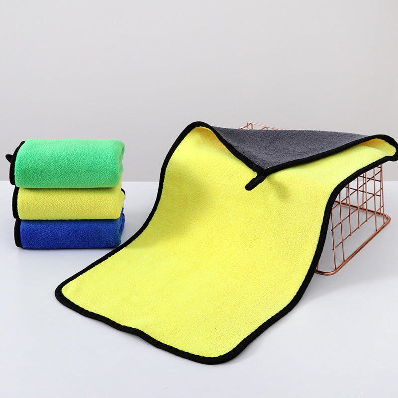 Double-sided Coral Fleece Car Washing Towel Thickened Water Absorbing Glass Cleaning Towel Plus Logo Large Car Wiping Towel - image 4