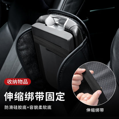 Cross-border car armrest box cushion multifunctional double pocket storage bag car central armrest box sponge booster cushion cover - image 3