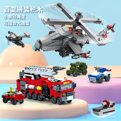 Lele Brothers Children's Educational Assembly Toys: Police Car, Airplane, Tank, Military Building Blocks, Car Building Blocks for Boys - image 2