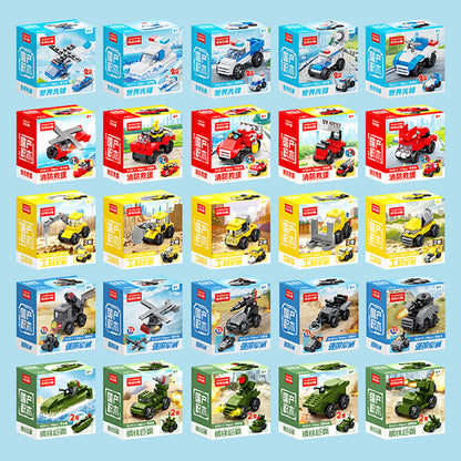Lele Brothers Children's Educational Assembly Toys: Police Car, Airplane, Tank, Military Building Blocks, Car Building Blocks for Boys - image 5