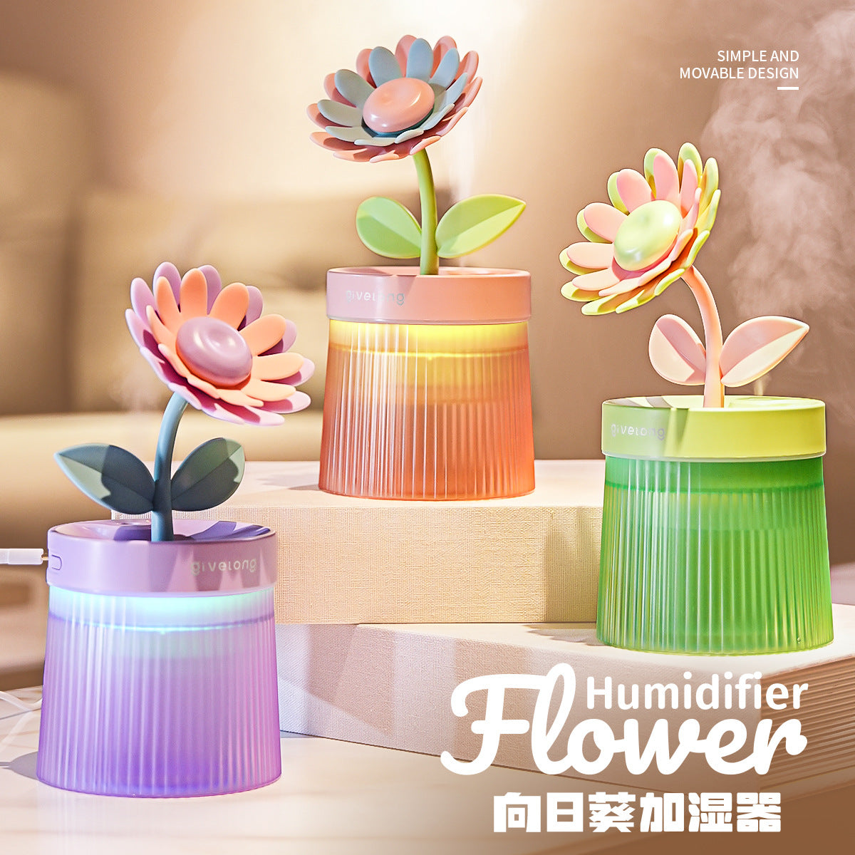 USB Landscape Humidifier Desktop Ornament Colorful Ambient Light Spray Night Light Hydration Device Car Cross-Border Export - image 2