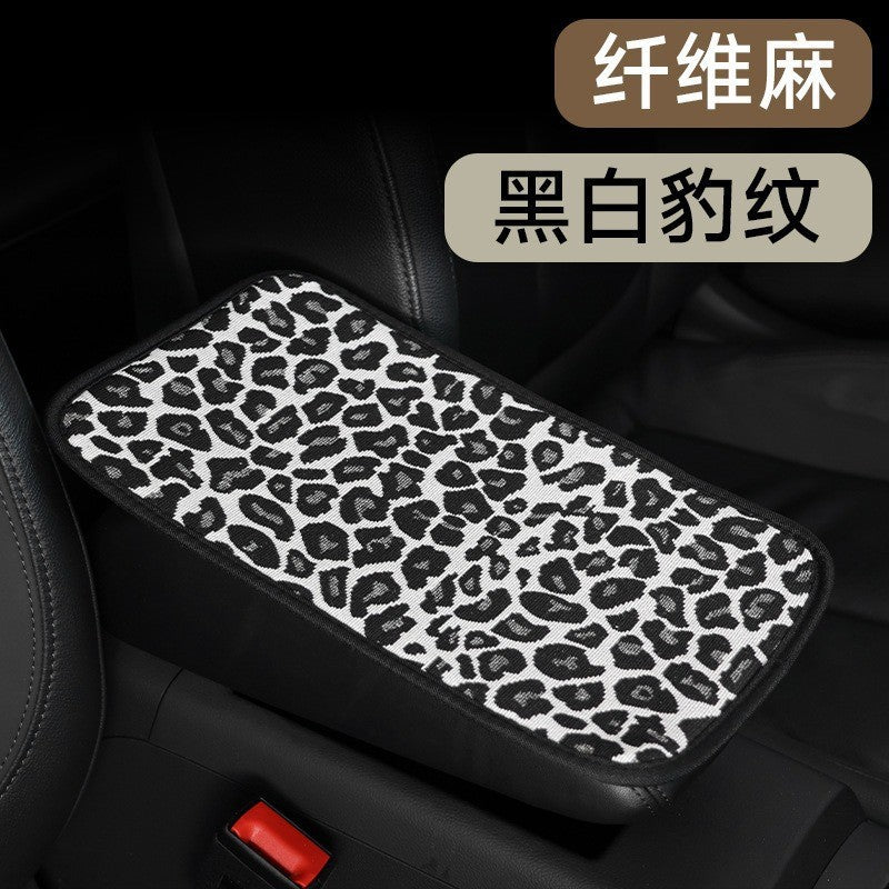 Cross-border car fiber hemp armrest box pad skin-friendly breathable non-slip fashion four seasons general central car armrest pad - image 3