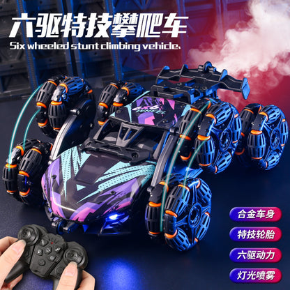 New Children's Remote Control Car Stunt Dump Truck Light Spray Six-Wheel Deformation Off-Road Vehicle Boy Birthday Gift - image 1